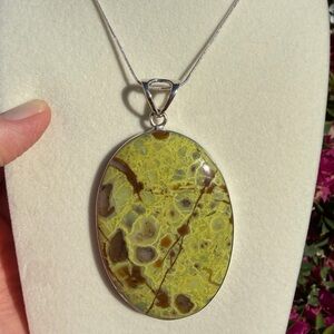 Sterling Silver Green Opal Pendant Necklace